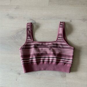 Spiritual Gangster Mauve and White Striped Bra